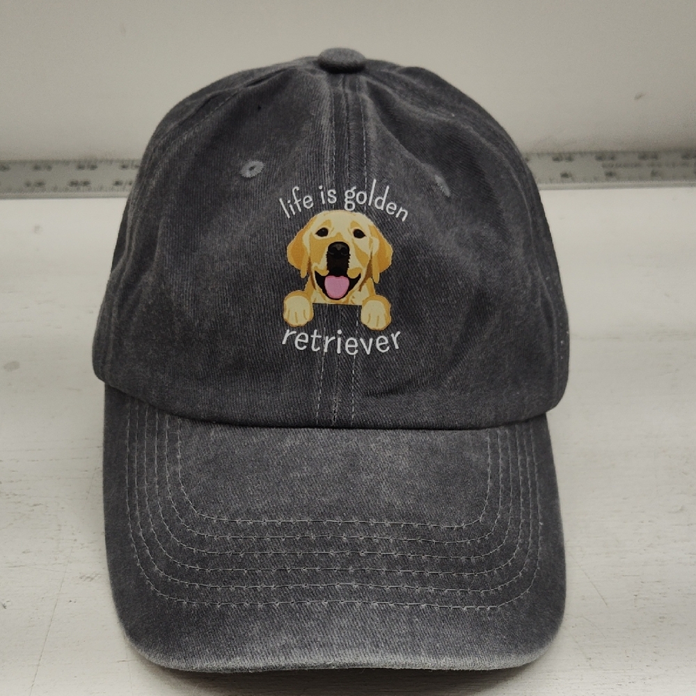 Gray Dog Cap with Golden Retriever Design-new